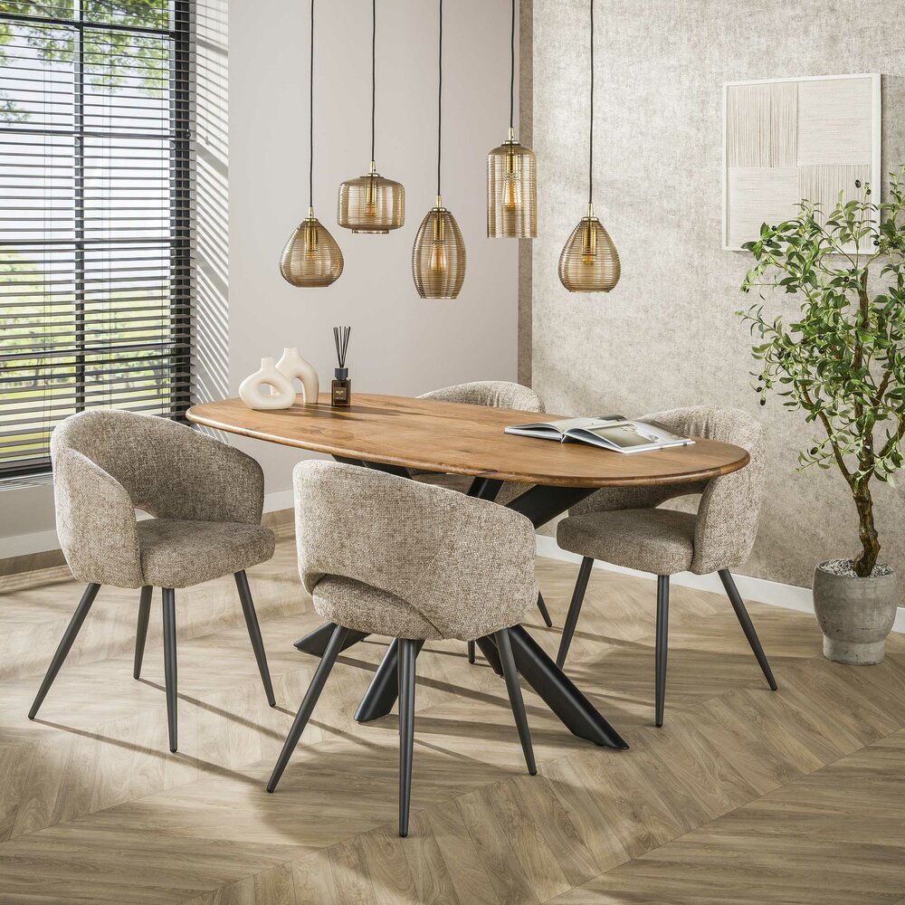 Hanglamp Stripe Horizontal 5-lichts / Smoke bruin glas
