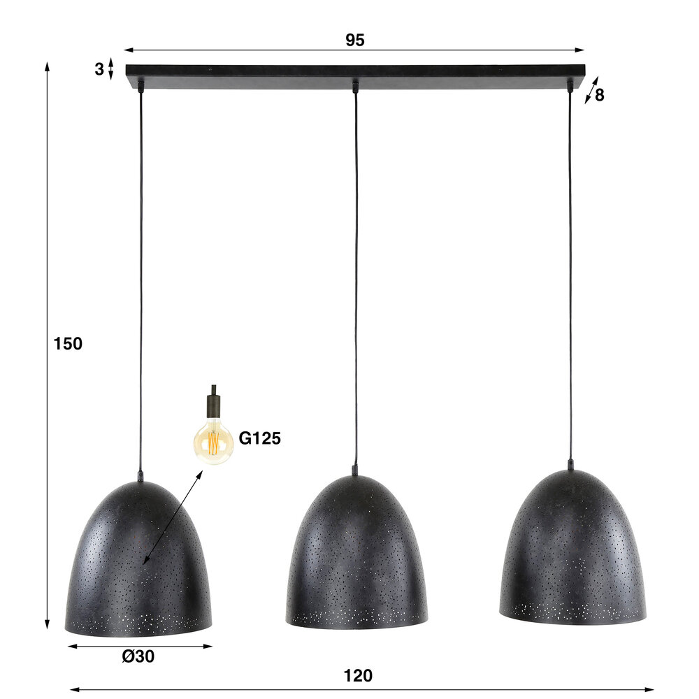 Hanglamp Kosmos 3-lichts / Charcoal
