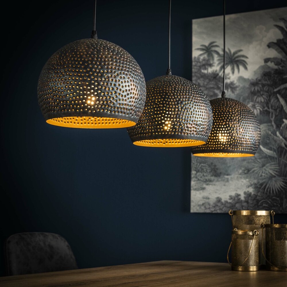 Hanglamp Punch Orb 3-lichts / Zwart bruin