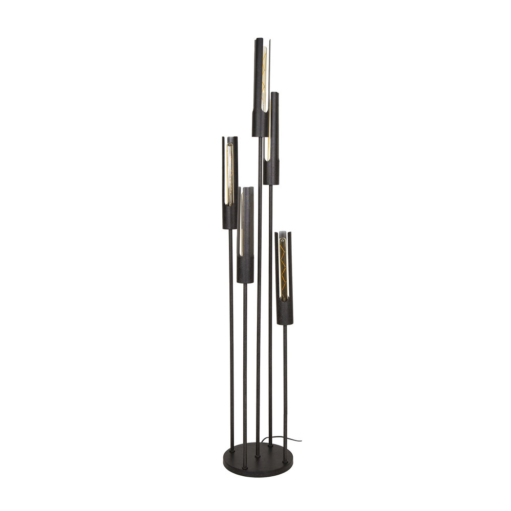 Vloerlamp Tube getrapt 5-lichts / Artic zwart