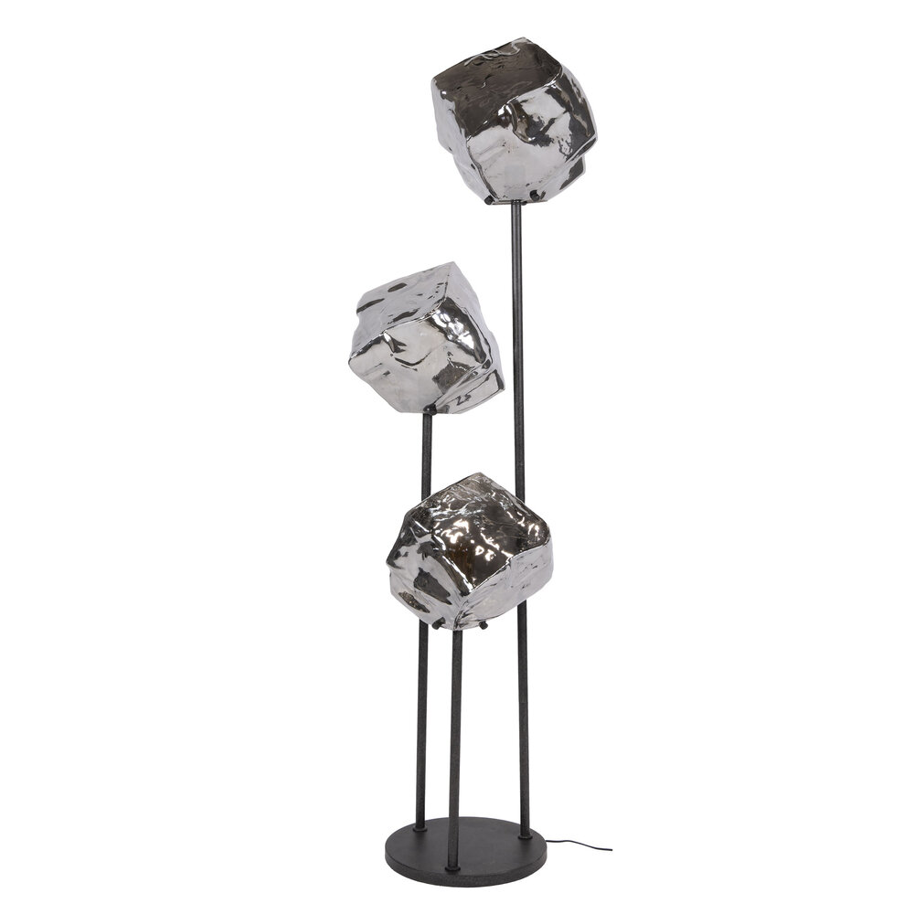 Vloerlamp Rock getrapt 3-lichts / Chroom glas