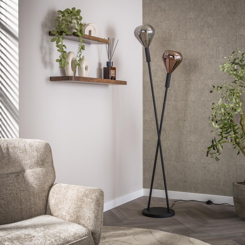 Vloerlamp Wings 2-lichts / Zwart