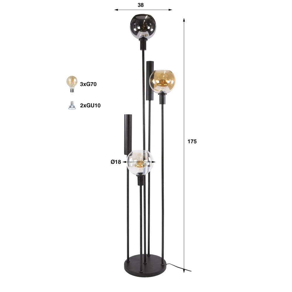 Vloerlamp Sfera Tricolore 5-lichts / Artic zwart