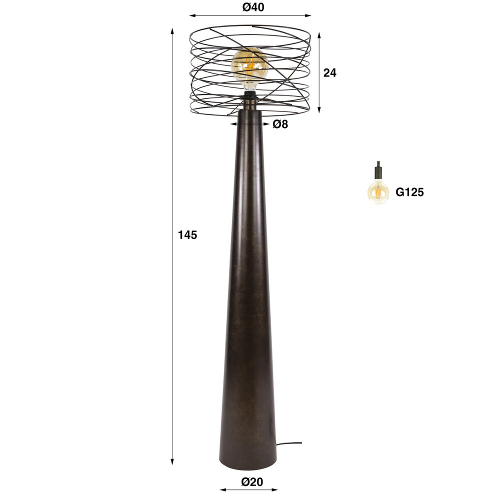 Vloerlamp Curl 1-lichts / Urban bruin