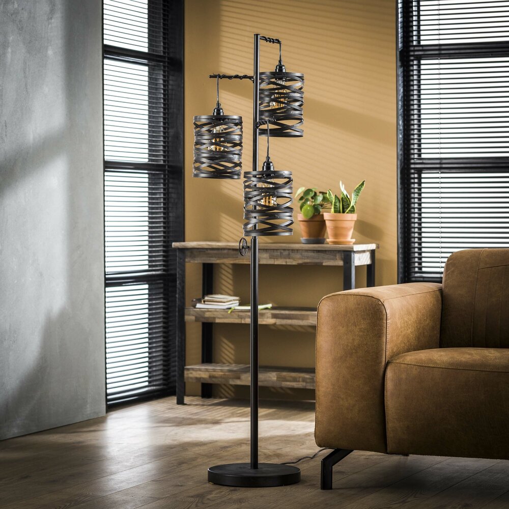 Vloerlamp Spindle 3-lichts / Slate grey