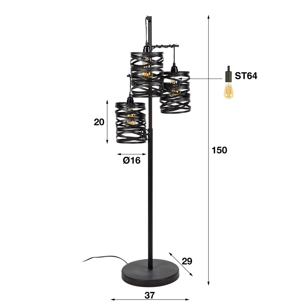 Vloerlamp Spindle 3-lichts / Slate grey