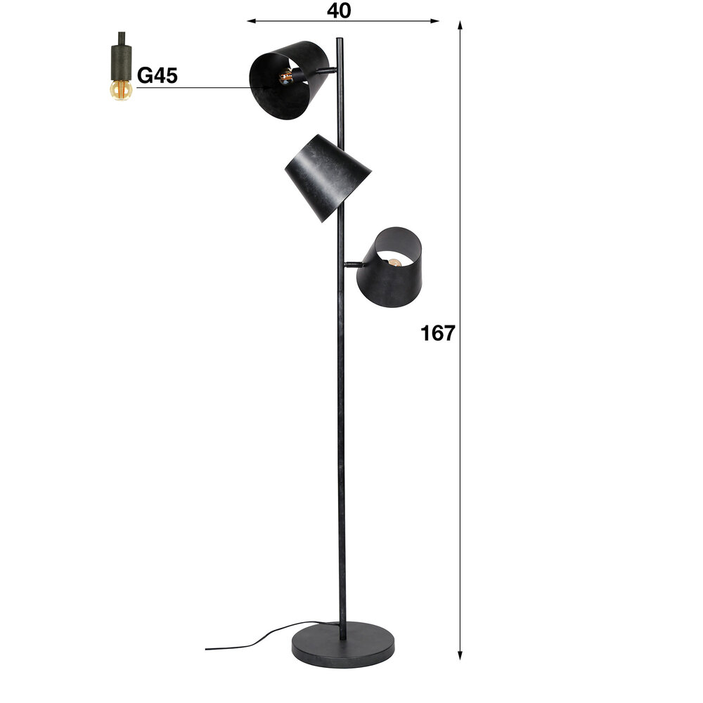 Vloerlamp Kinetic 3-lichts / Charcoal