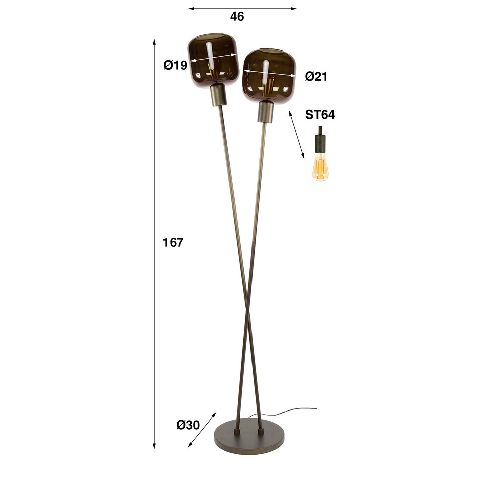 Vloerlamp Bronza 2-lichts / Sienna bruin