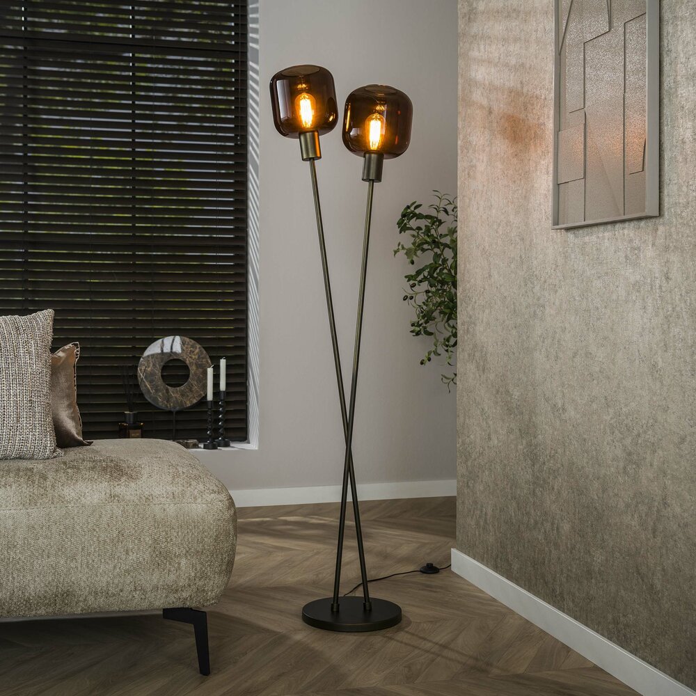 Vloerlamp Bronza 2-lichts / Sienna bruin