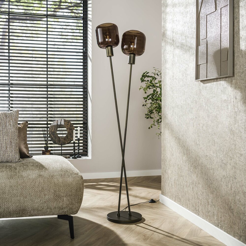 Vloerlamp Bronza 2-lichts / Sienna bruin