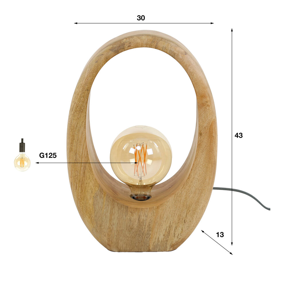 Tafellamp Arch Wood L 1-lichts / Massief mango
