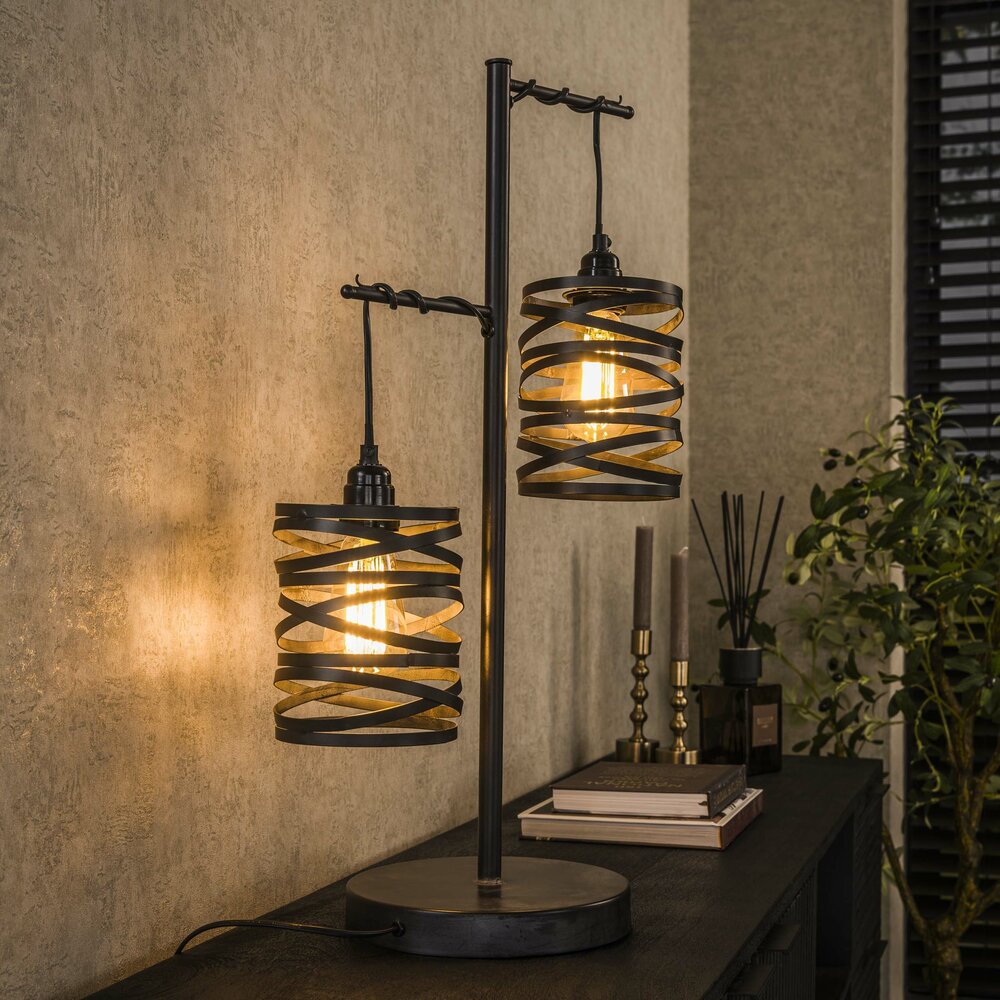 Tafellamp Spindle 2-lichts / Slate grey