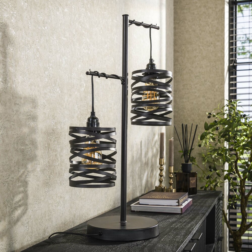 Tafellamp Spindle 2-lichts / Slate grey