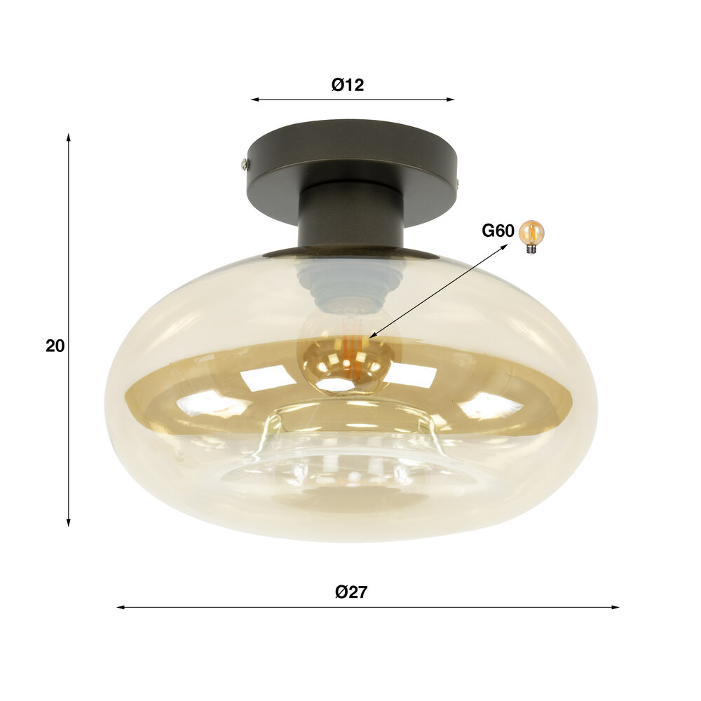 Plafondlamp Soll 1-lichts / Amber glas