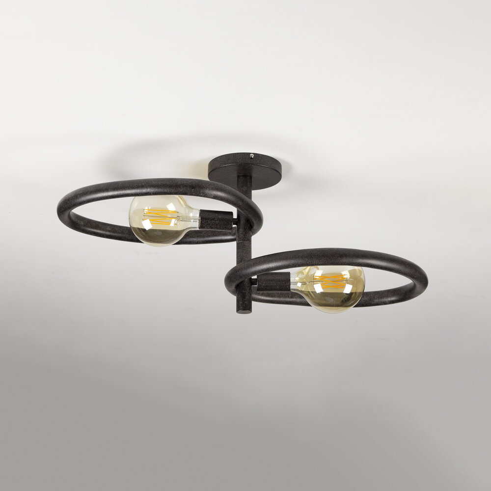Plafondlamp Pebble 2-lichts / Artic zwart
