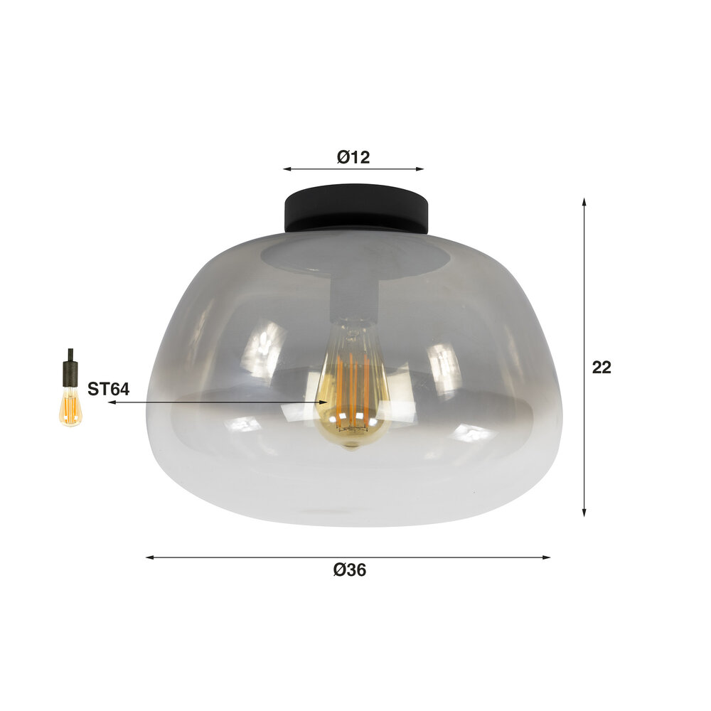 Plafondlamp Pulse Shaded 1-lichts / Smoke grey glas