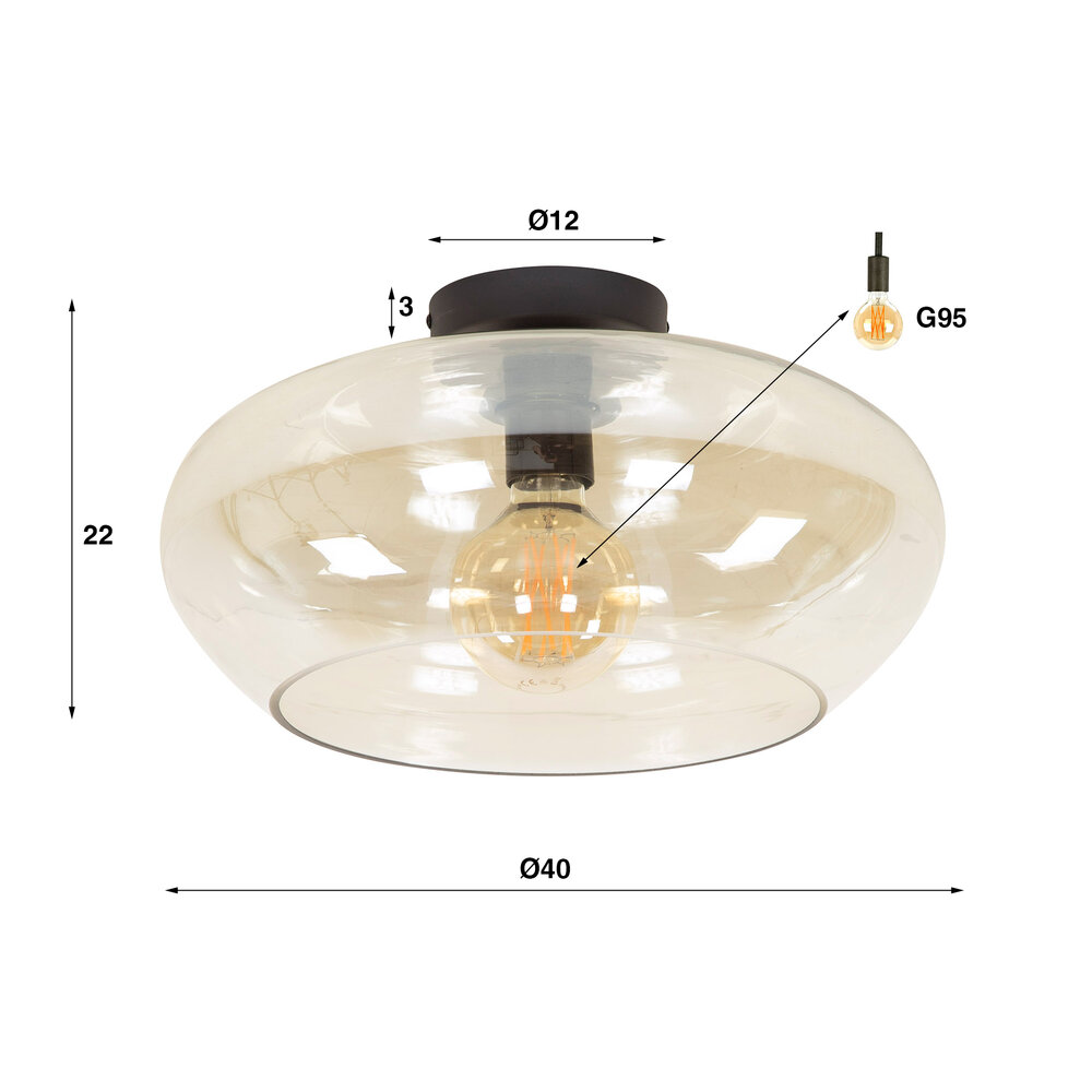 Plafondlamp Elevate 1-lichts / Amber glas