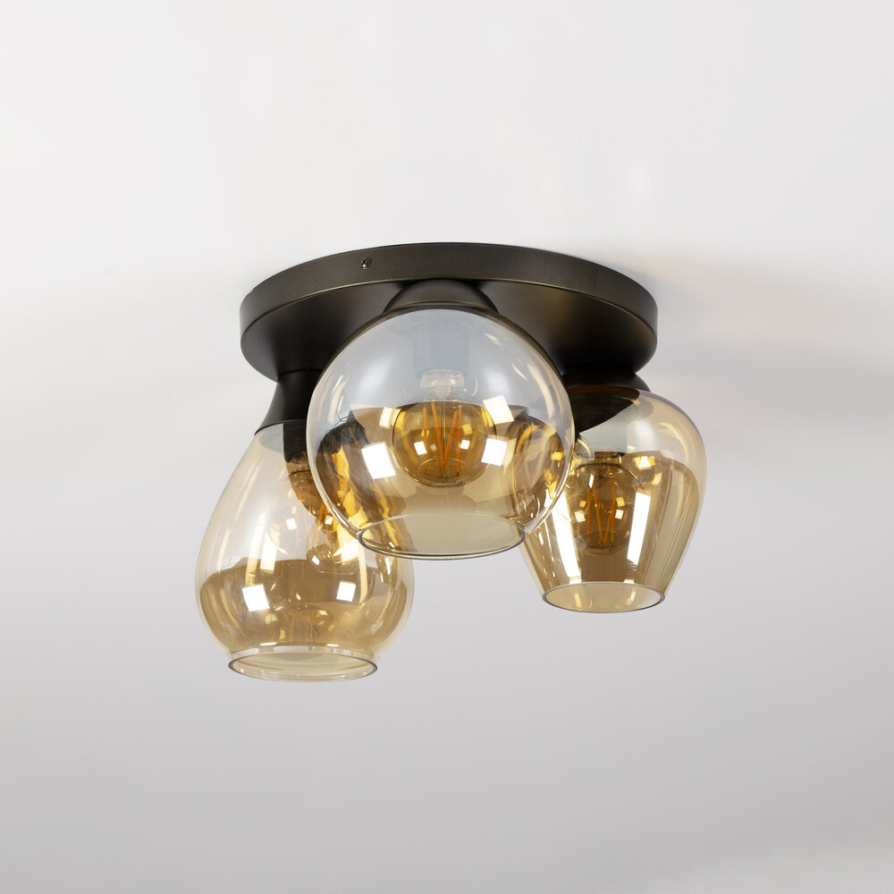 Plafondlamp Mix 3-lichts / Amber glas