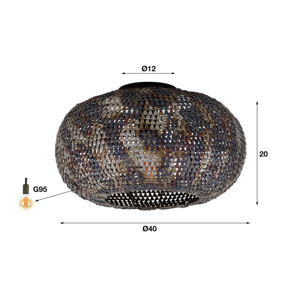 Plafondlamp Armor 1-lichts / Zwart bruin
