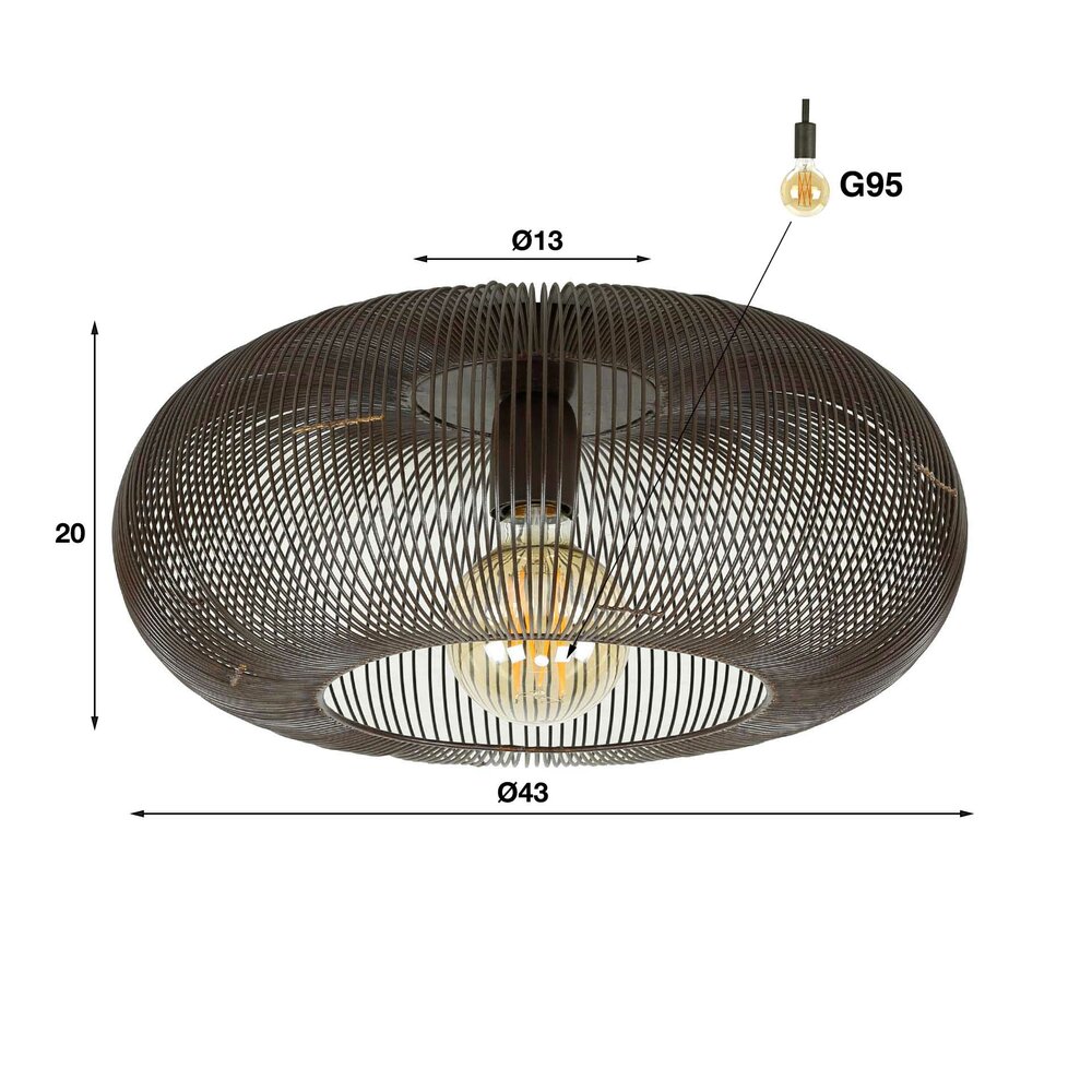 Plafondlamp Copper Twist 1-lichts / Zwart nikkel