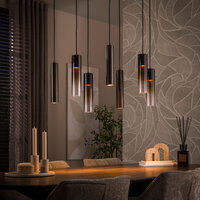 Hanglamp Lungo 4+3-lichts / Sienna bruin
