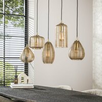 Hanglamp Stripe Horizontal 5-lichts / Smoke bruin glas