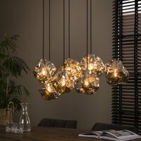Hanglamp Rock 4+3-lichts / Chroom glas