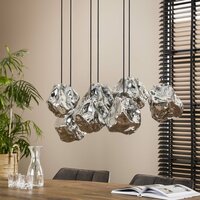 Hanglamp Rock 4+3-lichts / Chroom glas