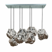 Hanglamp Rock 4+3-lichts / Chroom glas