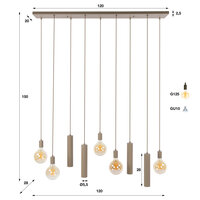 Hanglamp Senso 5+4-lichts / Beige