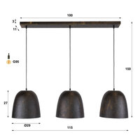 Hanglamp Nova 3-lichts / Smoked brown