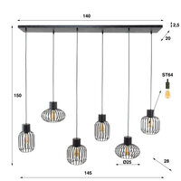 Hanglamp Mix Metal 3+3-lichts / Charcoal