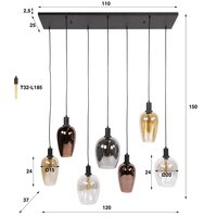 Hanglamp Amfora 7-lichts / Artic zwart