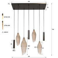 Hanglamp Cocoon pendel 4+3-lichts / Sienna bruin-frosted