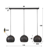 Hanglamp Punch Orb 3-lichts / Zwart bruin