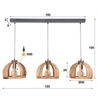 Hanglamp Orba 3-lichts / Massief mango