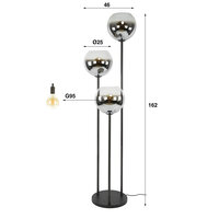 Vloerlamp Bubble Shaded 3-lichts / Artic zwart