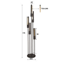Vloerlamp Tube getrapt 5-lichts / Artic zwart