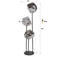 Vloerlamp Rock getrapt 3-lichts / Chroom glas