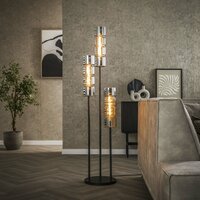 Vloerlamp Cylinder Glass getrapt 3-lichts / Artic zwart