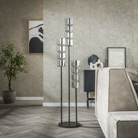 Vloerlamp Cylinder Glass getrapt 3-lichts / Artic zwart