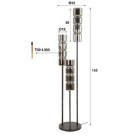 Vloerlamp Cylinder Glass getrapt 3-lichts / Artic zwart