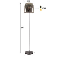 Vloerlamp Drift Glass 1-lichts / Smoke grey glas