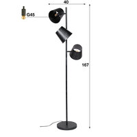 Vloerlamp Kinetic 3-lichts / Charcoal