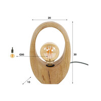 Tafellamp Arch Wood 1-lichts / Massief mango