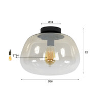 Plafondlamp Pulse Shaded 1-lichts / Amber glas