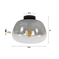 Plafondlamp Pulse Shaded 1-lichts / Smoke grey glas