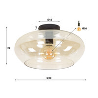 Plafondlamp Elevate 1-lichts / Amber glas