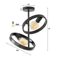 Plafondlamp Hover 2-lichts / Charcoal