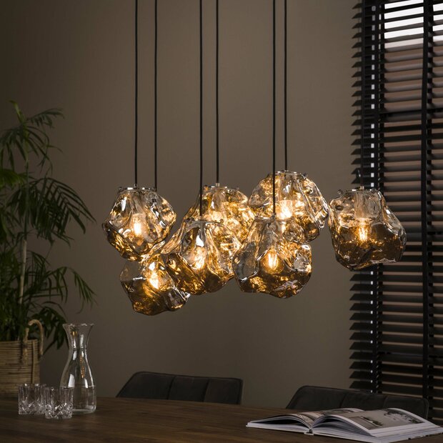 Hanglamp Rock 4+3-lichts / Chroom glas